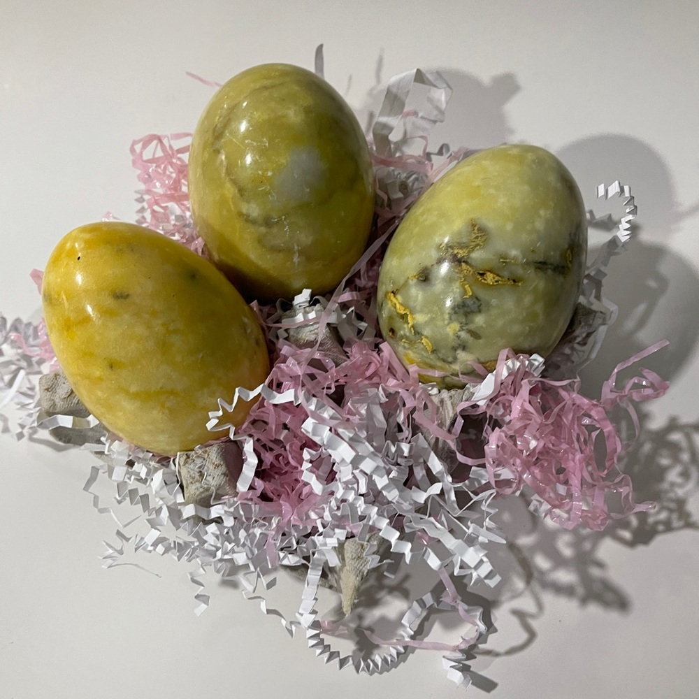 Set of 3 Yellow Egg Crystal Gemstone